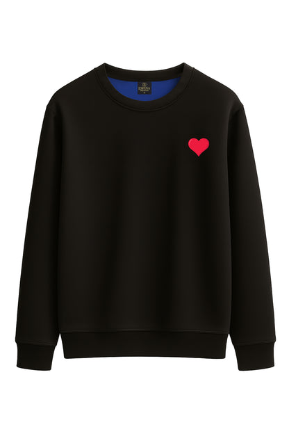Regular Kalp Baskılı Sweatshirt