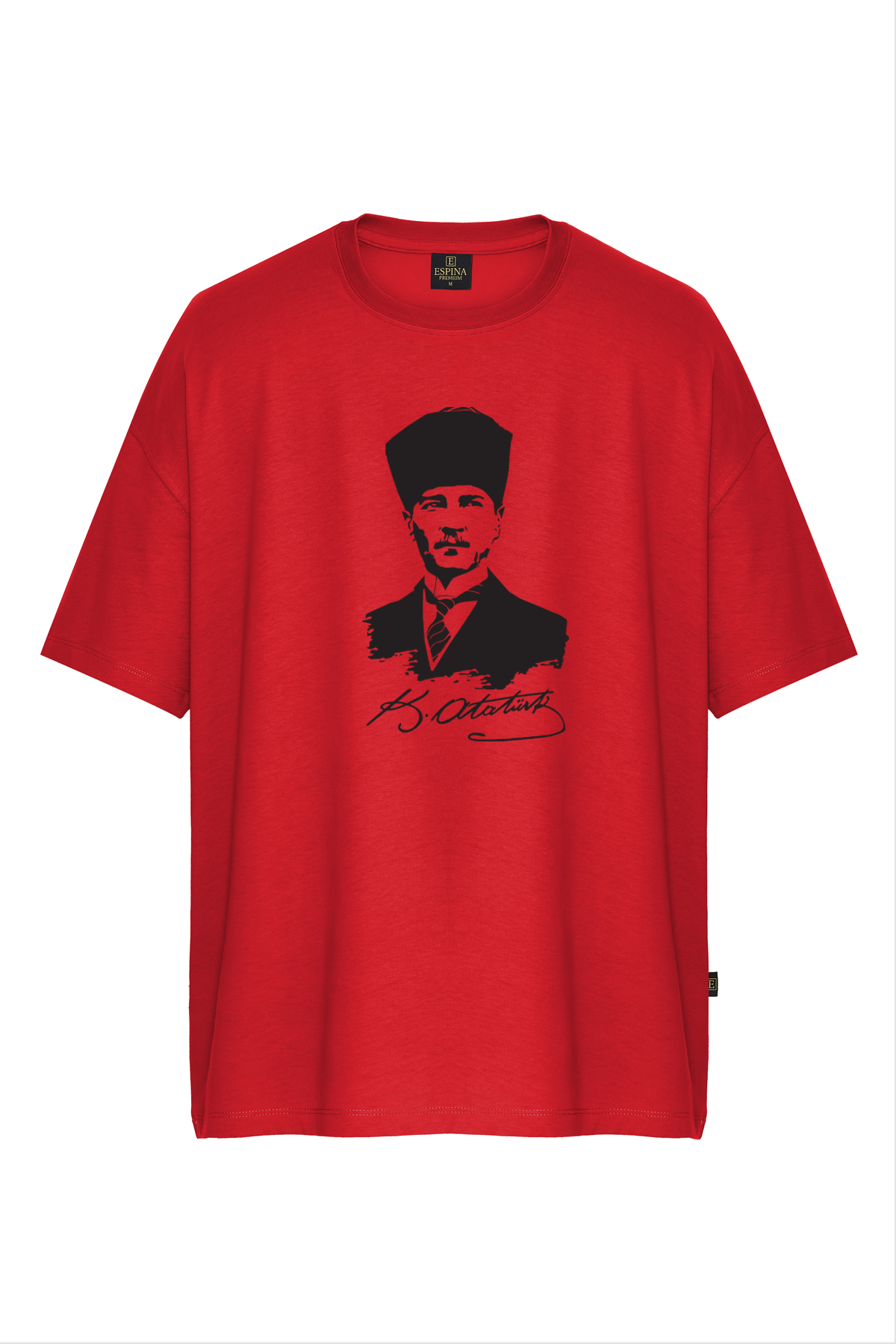 Atatürk Baskılı %100 Pamuk Kırmızı Unisex Tişört