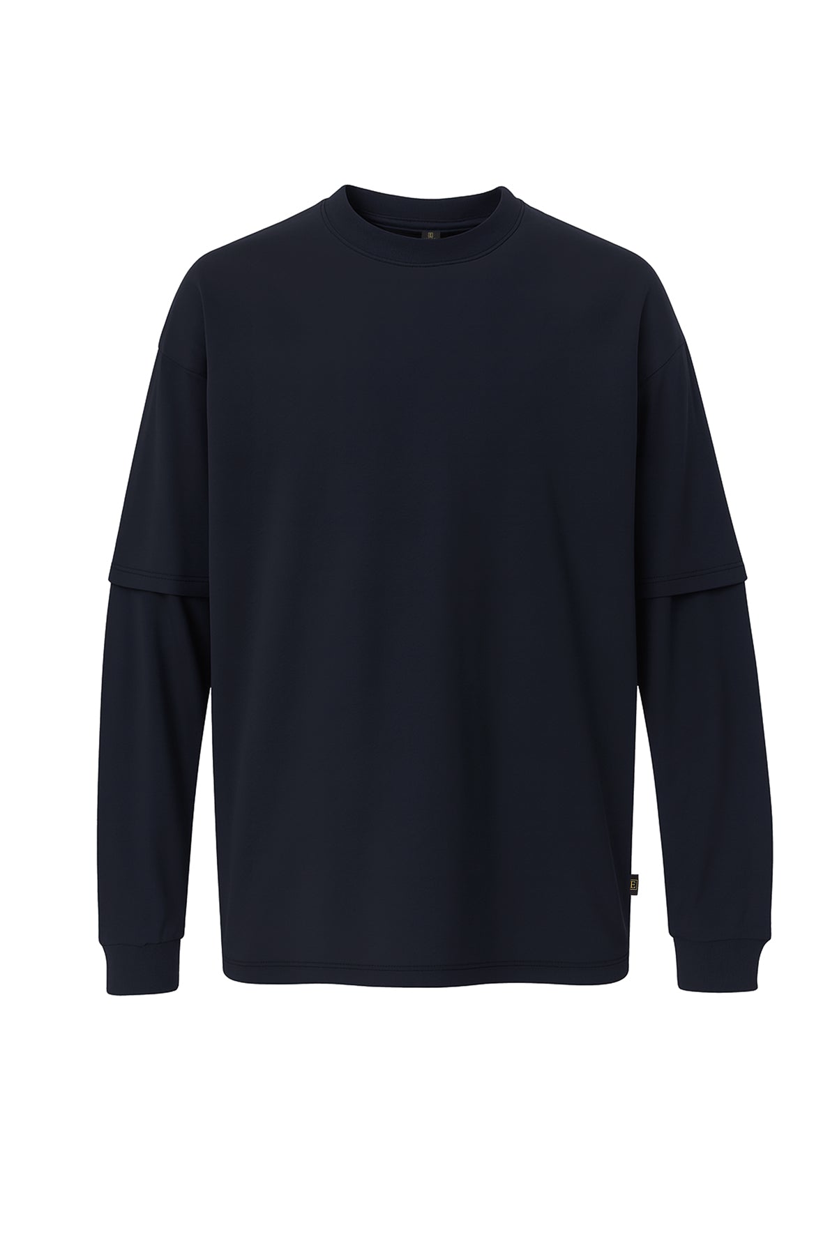 Çift Kollu Basic Oversize Tişört Lacivert