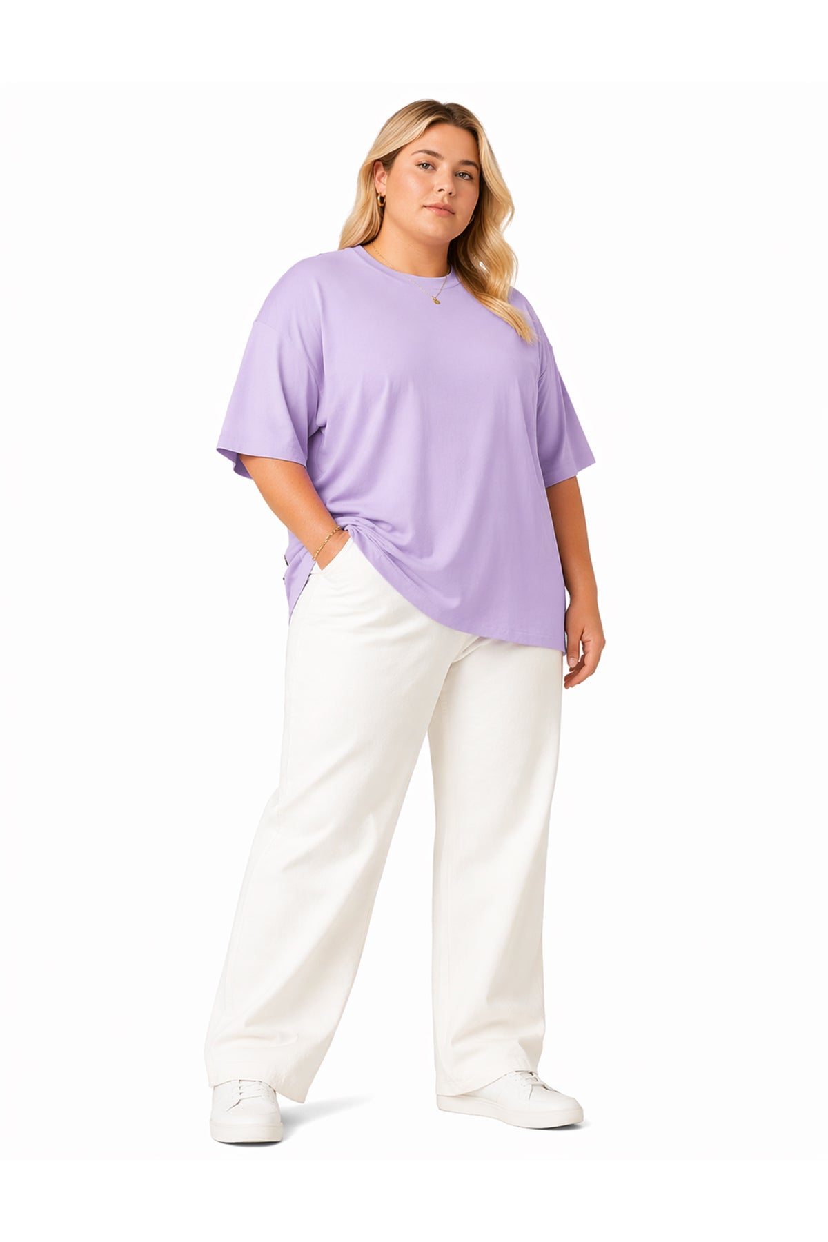 Kadın Basic Oversize Büyük Beden Kısa Kollu Tişört