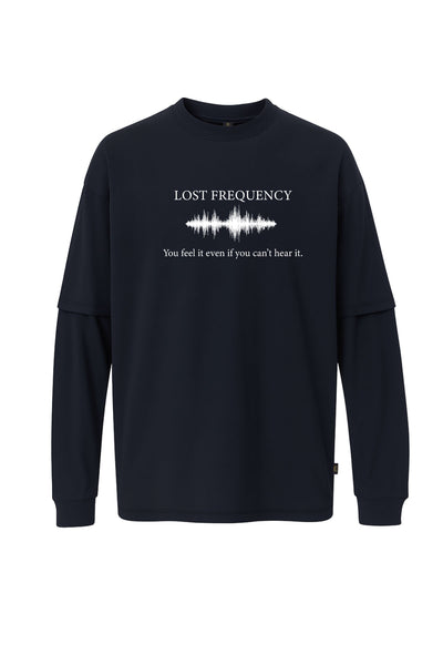 LOST-FREQUENCY Baskılı Oversize Uzun Kollu Tişört