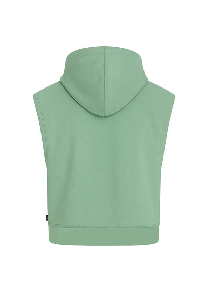 Kadın Kolsuz Kapüşonlu Fermuarlı Basic Sweat Yelek