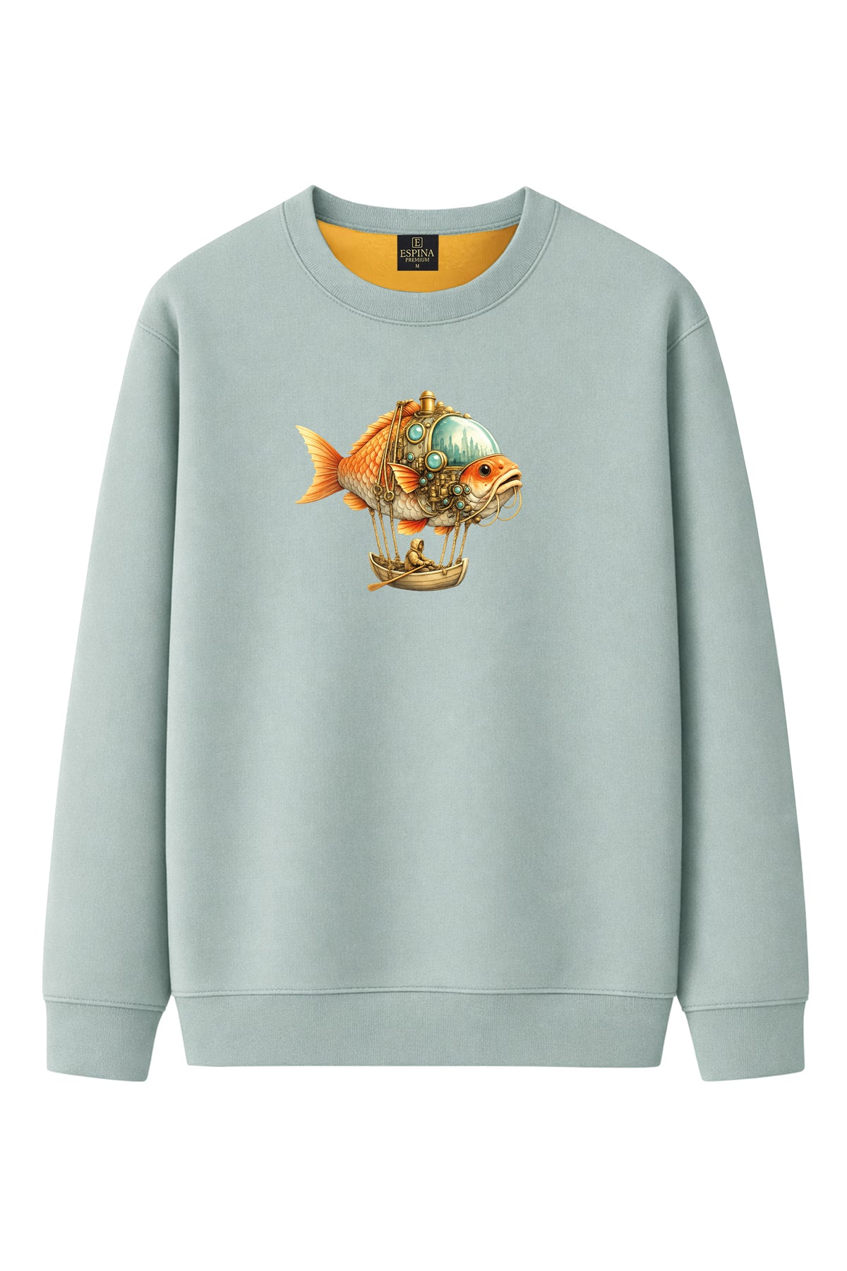 Unisex Balon Balık Baskılı Sweatshirt
