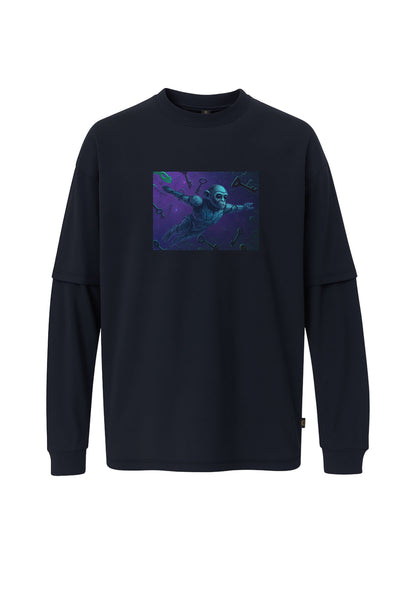 MonKey Baskılı Oversize Uzun Kollu Tişört