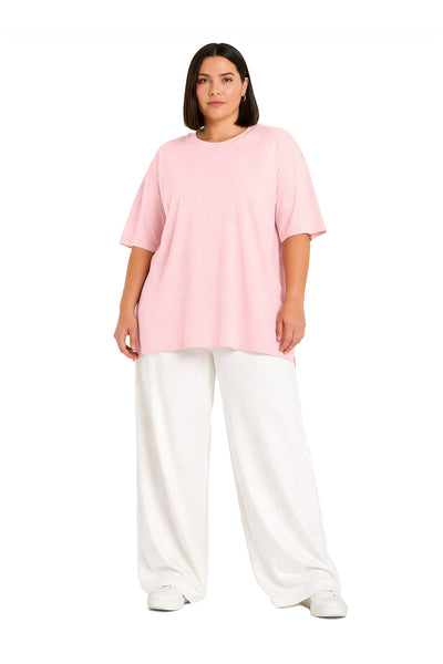 Kadın Basic Oversize Büyük Beden Kısa Kollu Tişört
