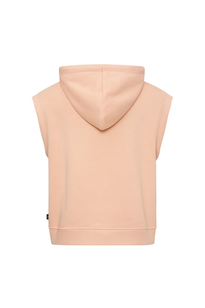 Kadın Kolsuz Kapüşonlu Fermuarlı Basic Sweat Yelek