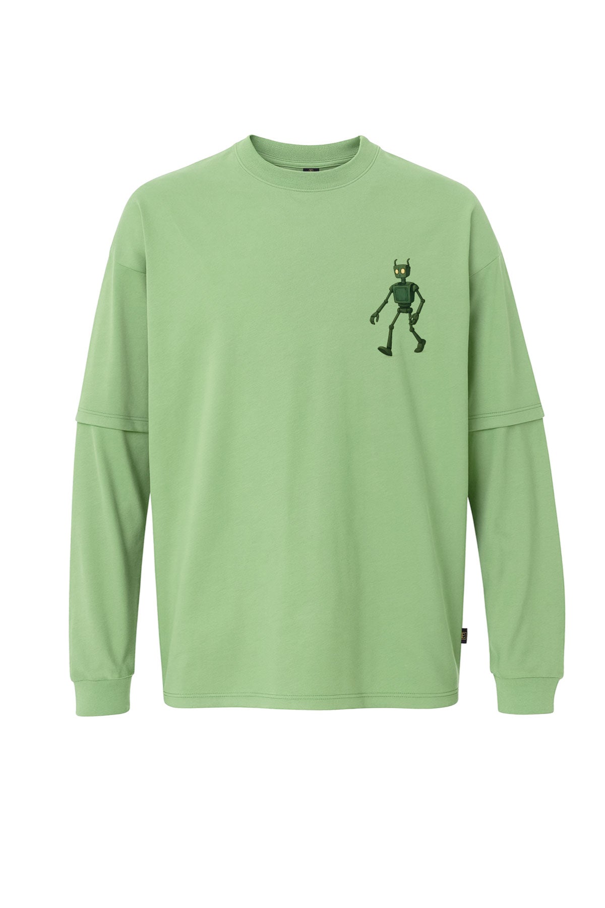 Uzun Kollu Robot Baskılı Oversize Tişört