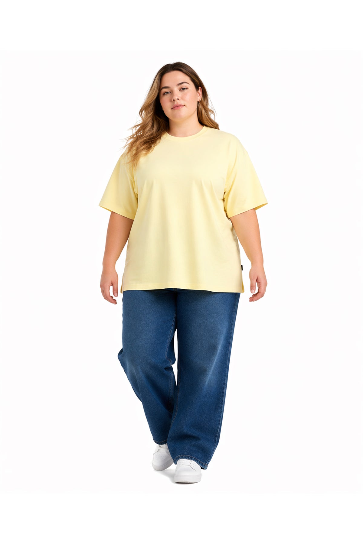 Kadın Basic Oversize Büyük Beden Kısa Kollu Tişört