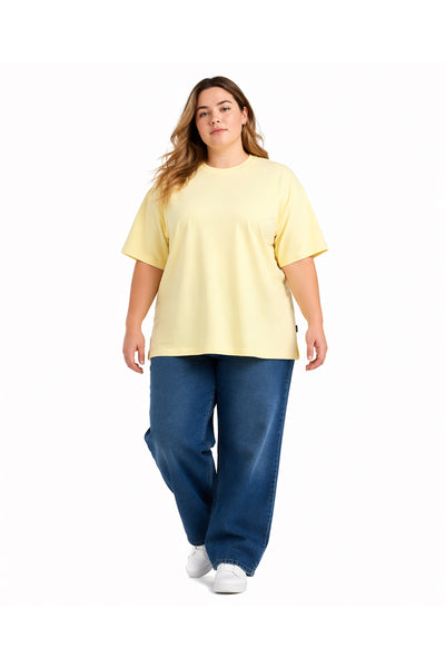 Kadın Basic Oversize Büyük Beden Kısa Kollu Tişört