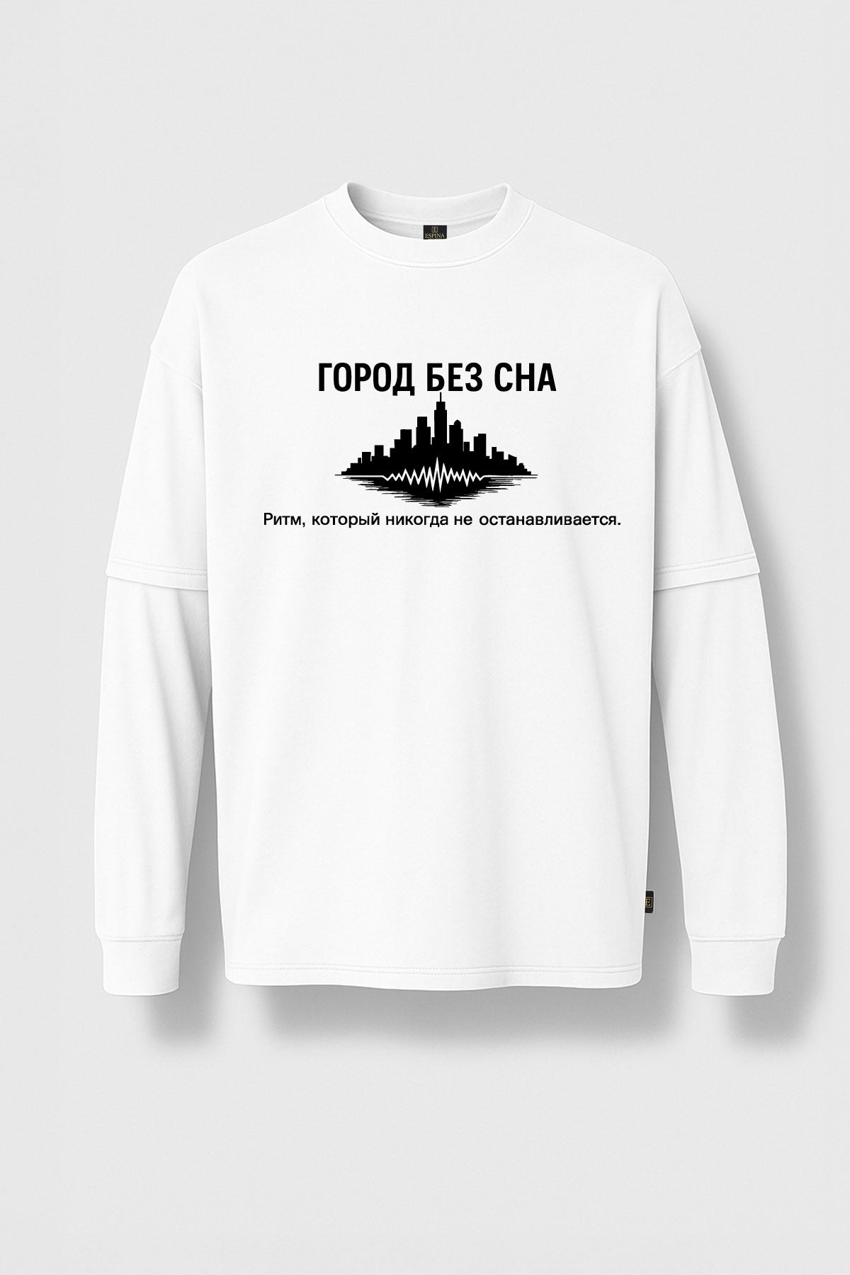 Uzun Kollu Şehir Baskılı Oversize Tişört