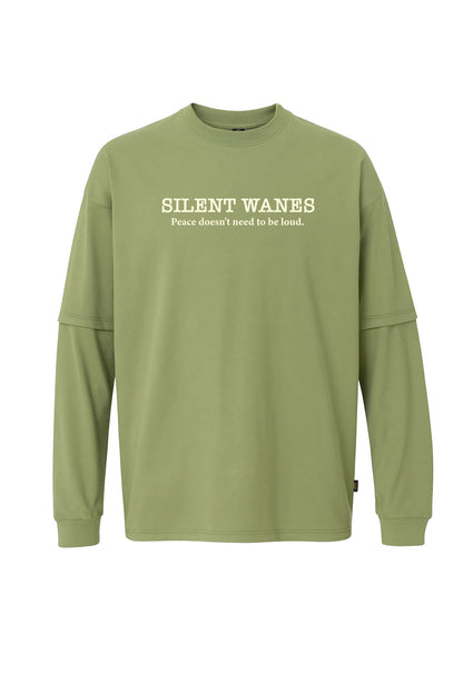 Uzun Kollu SILENT WANES Baskılı Oversize Tişört