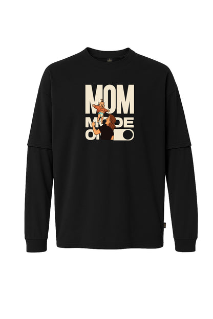 Uzun Kollu Mom Mode On Baskılı Oversize Tişört