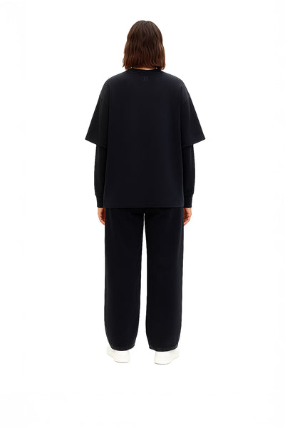 Unisex Çift Kollu Basic Oversize Tişört