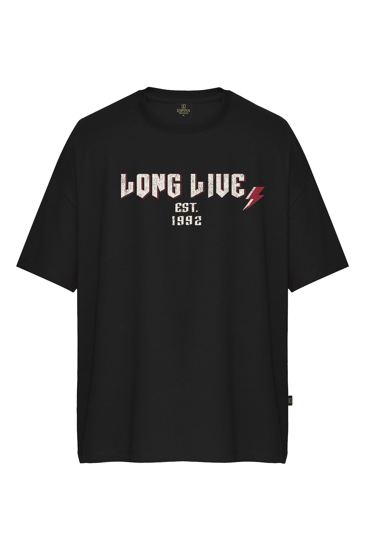 Erkek Long Live 1992” Baskılı Oversize Kısa Kollu Tişört