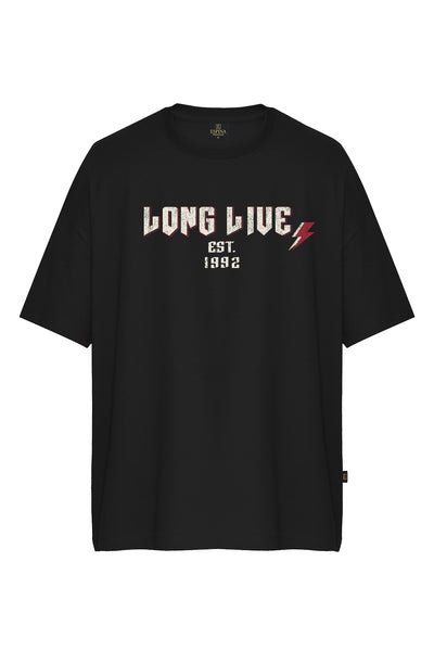 Erkek Long Live 1992” Baskılı Oversize Kısa Kollu Tişört