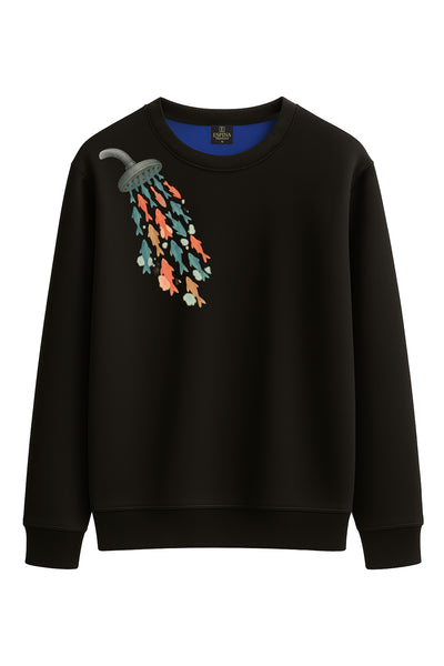 Unisex Regular Balık Baskılı Sweatshirt
