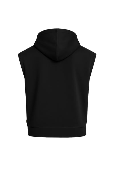 Kadın Kolsuz Kapüşonlu Fermuarlı Basic Sweat Yelek