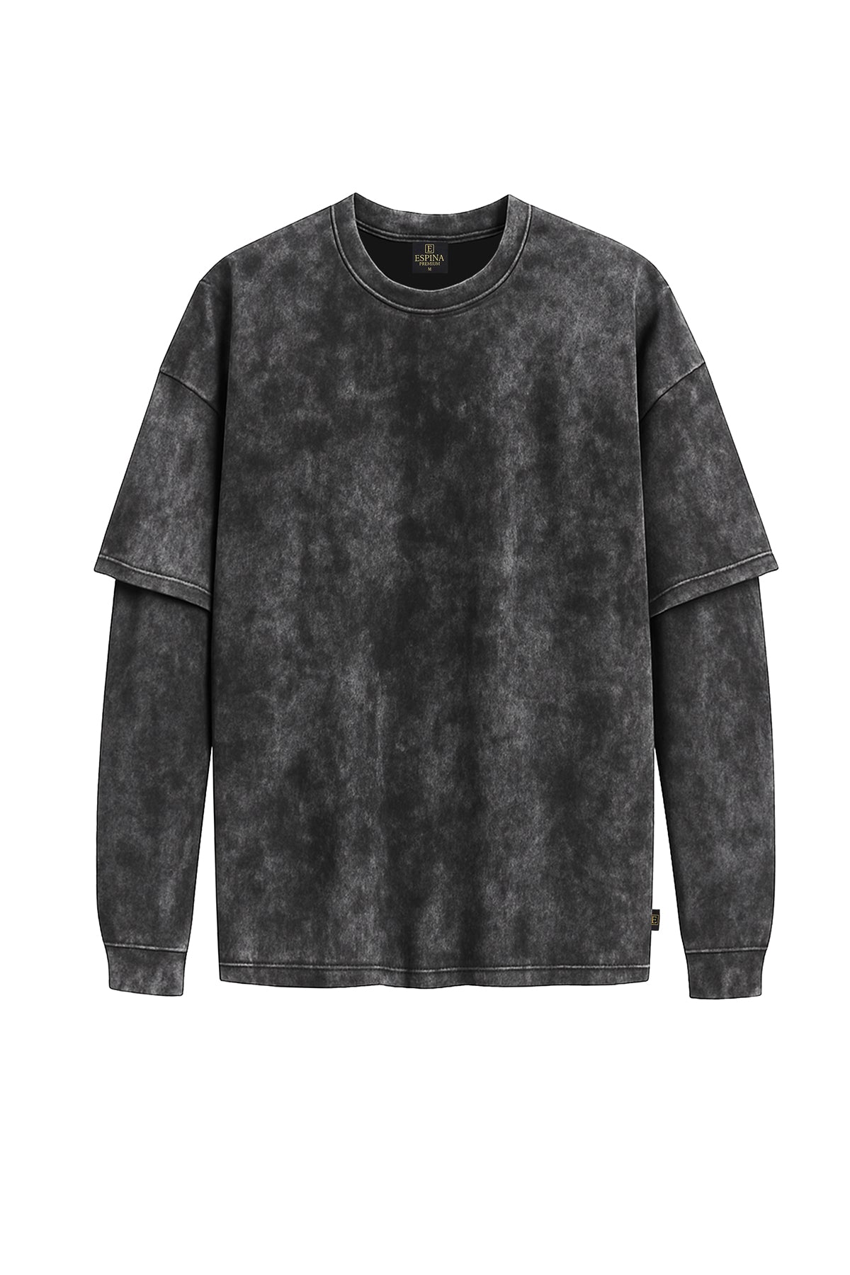 Çift Kollu Vintage Baskılı Oversize Tişört