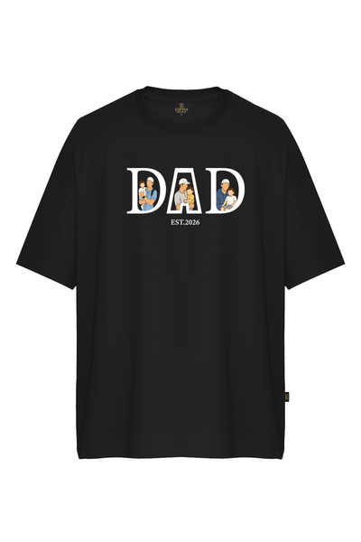 DAD EST 2026 Baba Erkek Çocuk Baskılı Oversize Kısa Kollu Tişört