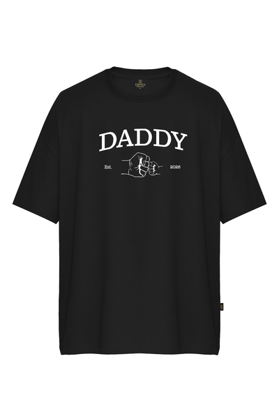 Oversize Daddy Yumruk Baskılı Kısa Kollu Tişört