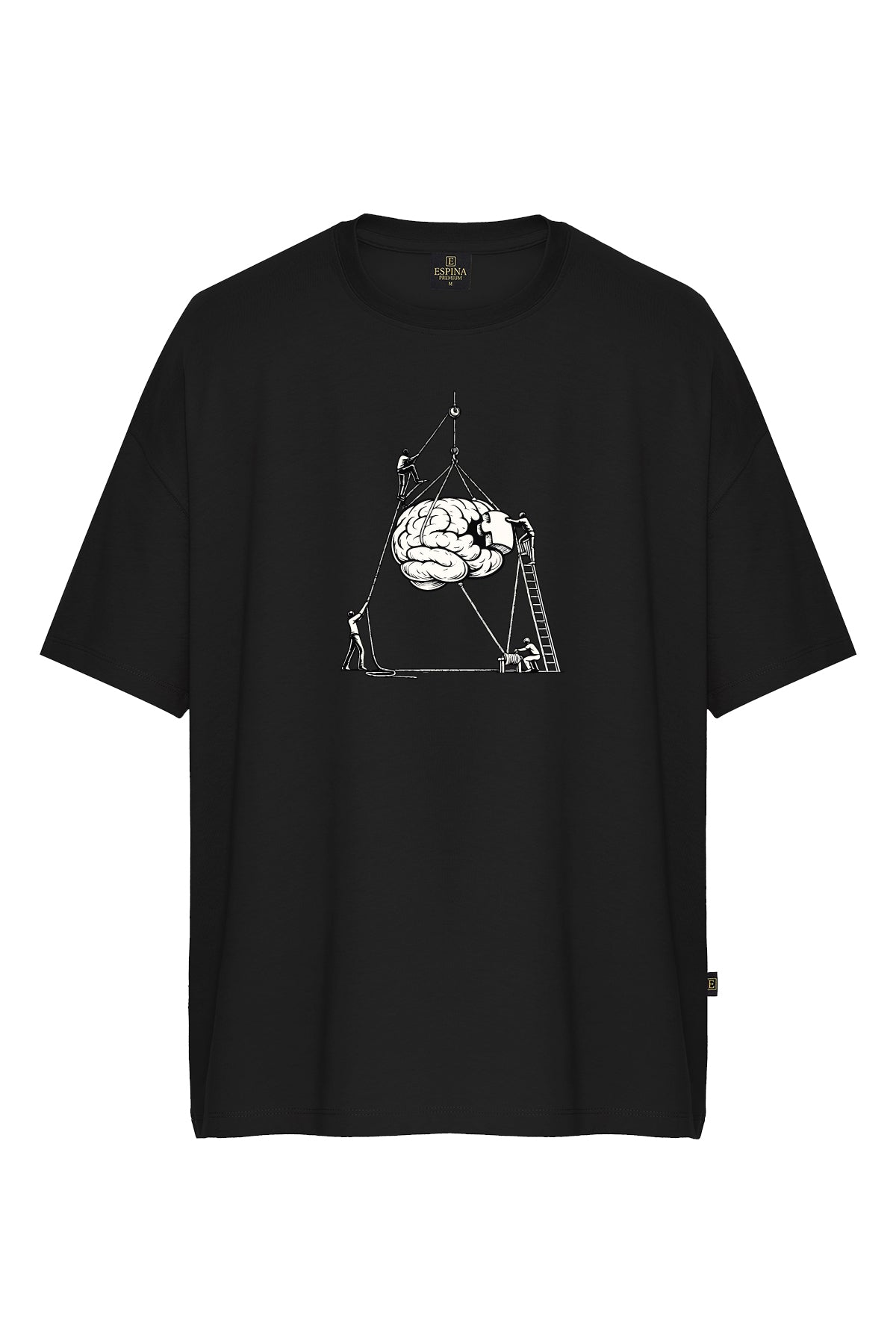 Erkek Zihin İnşası Baskılı Oversize Kısa Kollu Tişört