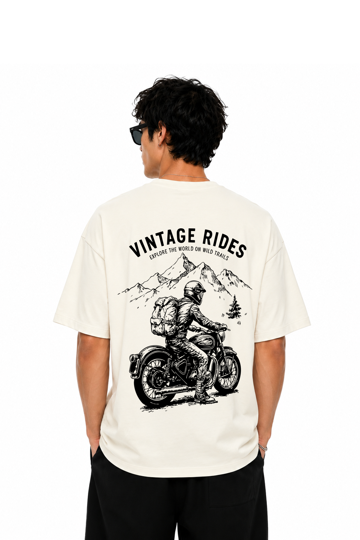 Böyük ölçülü Vintage Rides naxışlı köynək