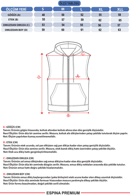 Kolsuz Kapüşonlu Fermuarlı Basic Sweat Yelek
