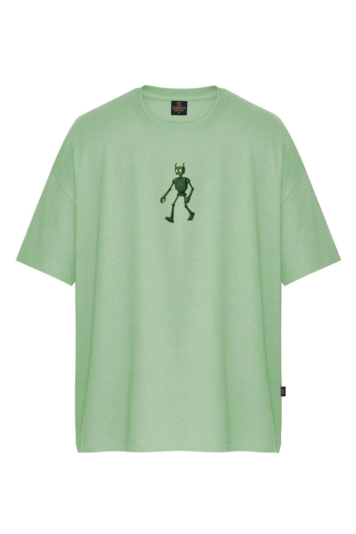 Erkek Yürüyen Robot Baskılı Oversize Kısa Kollu Tişört