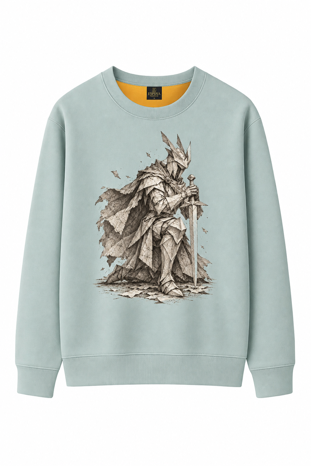 Origami Şövalye Baskılı Sweatshirt