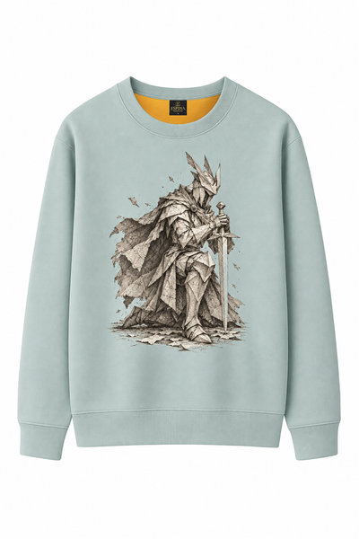Origami Şövalye Baskılı Sweatshirt