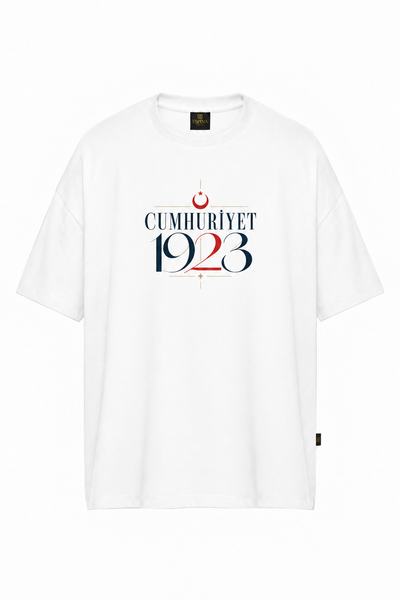 Cumhuriyet 1923 Baskılı %100 Pamuk Oversize Tişört