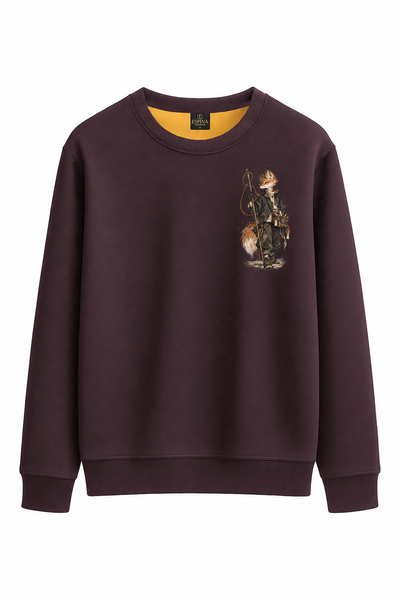 Gezgin Tilki Baskılı Unisex Sweatshirt