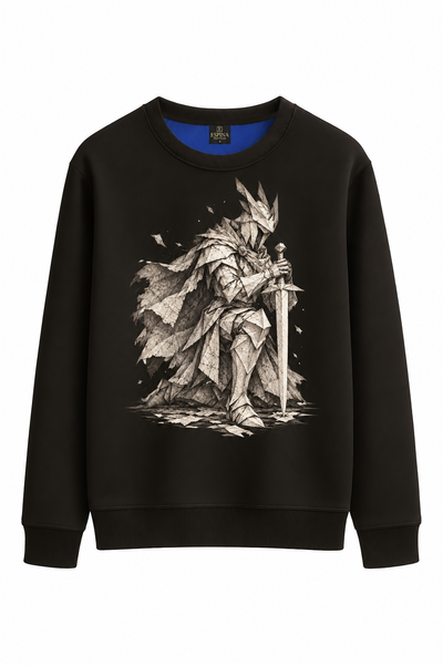 Origami Şövalye Baskılı Sweatshirt
