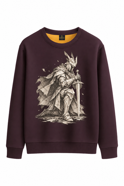 Origami Şövalye Baskılı Sweatshirt