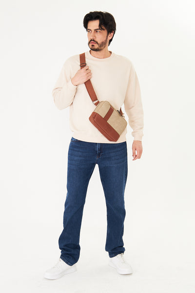 Unisex Hasır Dokulu Çapraz Omuz Çantası