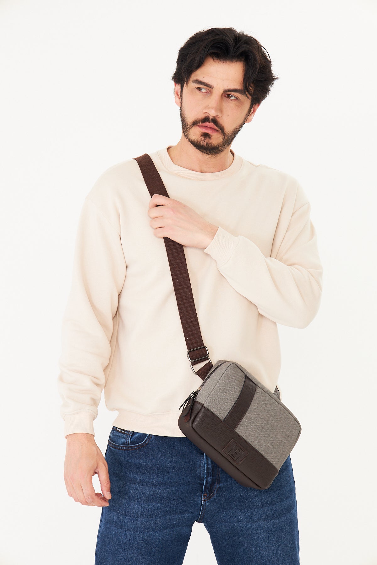 Unisex Hasır Dokulu Çapraz Omuz Çantası