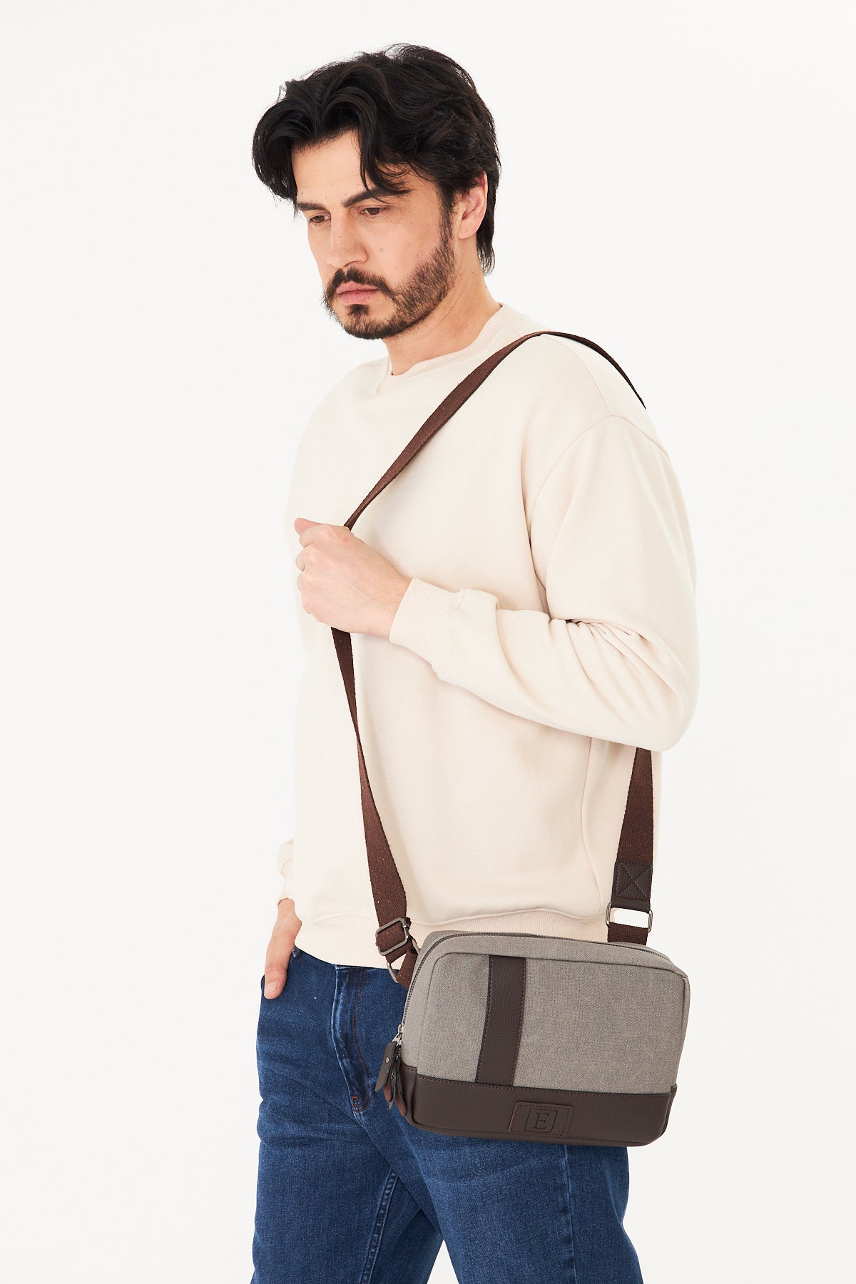 Unisex Hasır Dokulu Çapraz Omuz Çantası