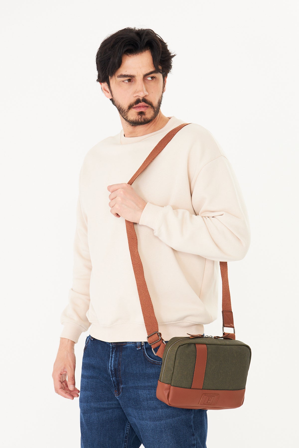 Unisex Hasır Dokulu Çapraz Omuz Çantası