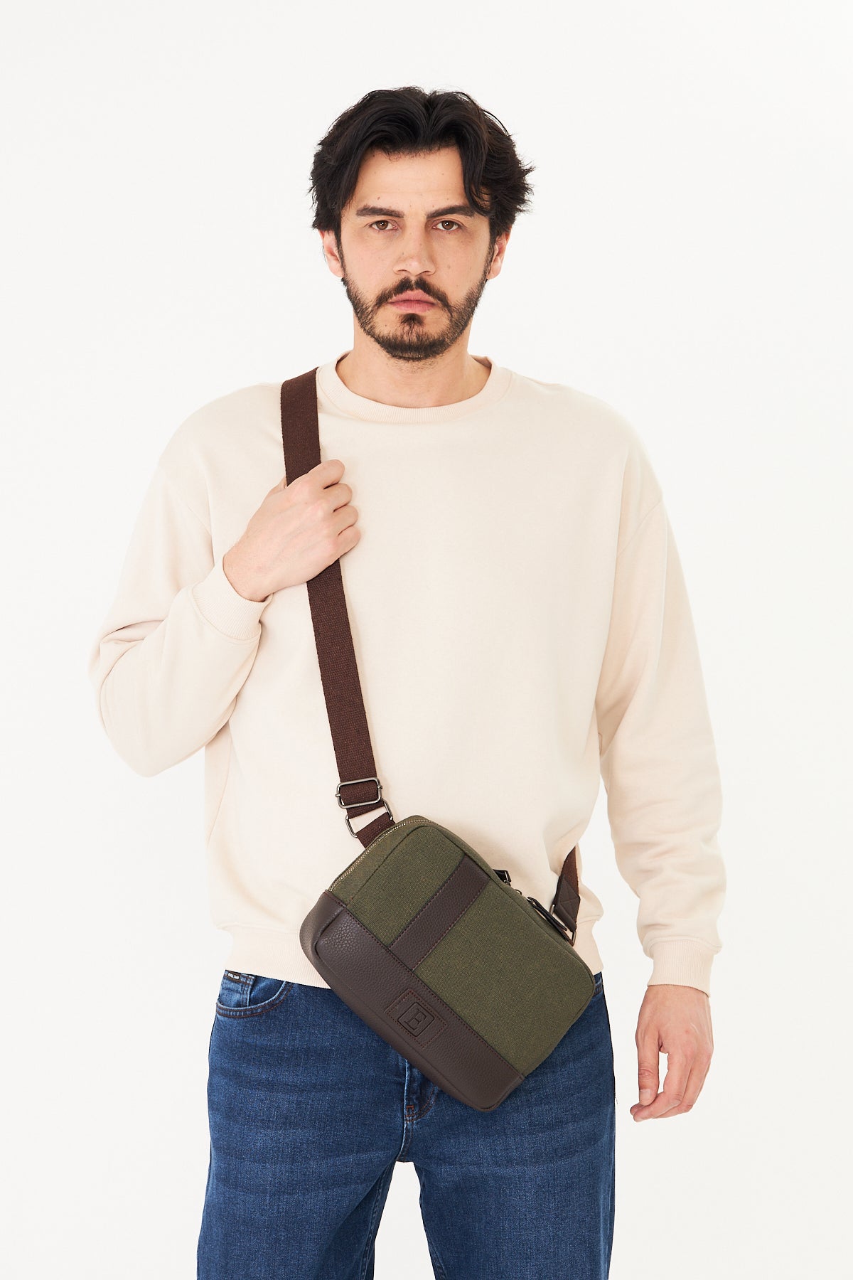 Unisex Hasır Dokulu Çapraz Omuz Çantası