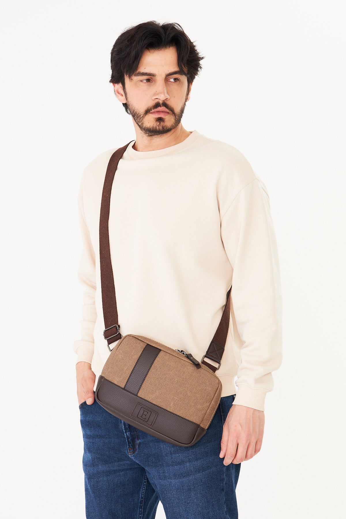 Unisex Hasır Dokulu Çapraz Omuz Çantası