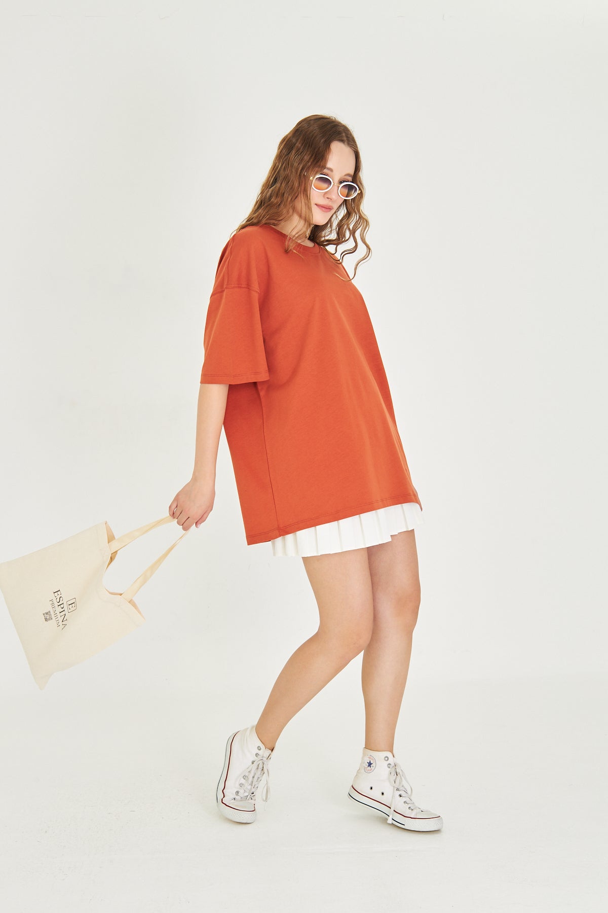 Basic Tişört Oversize - Kiremit