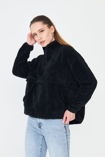 Kadın Peluş Fermuarlı Sweatshirt