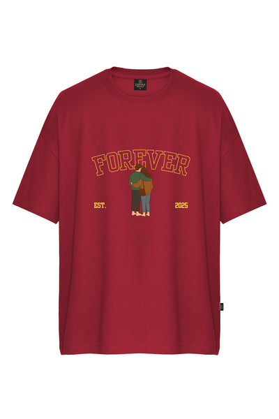 Oversize Baskılı Kısa Kollu Tişört