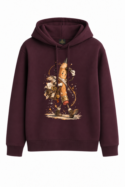 Gezgin Kalem Baskılı Kapüşonlu Sweatshirt