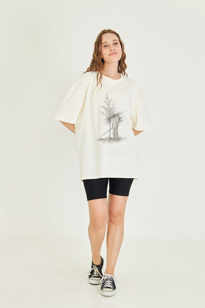 Kara Kalem Tasarım Oversize Tişört