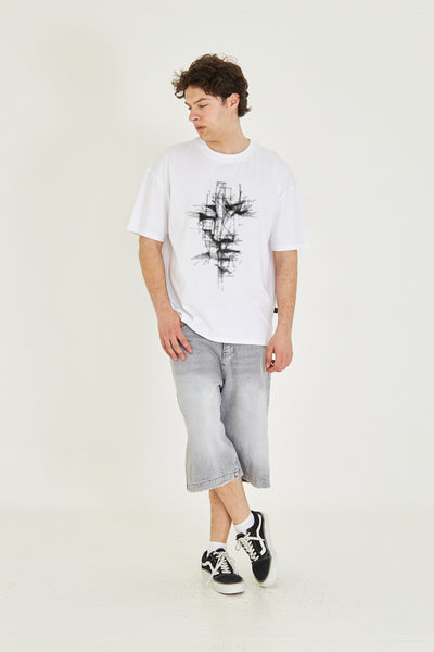 Oversize Baskılı Kısa Kollu Tişört