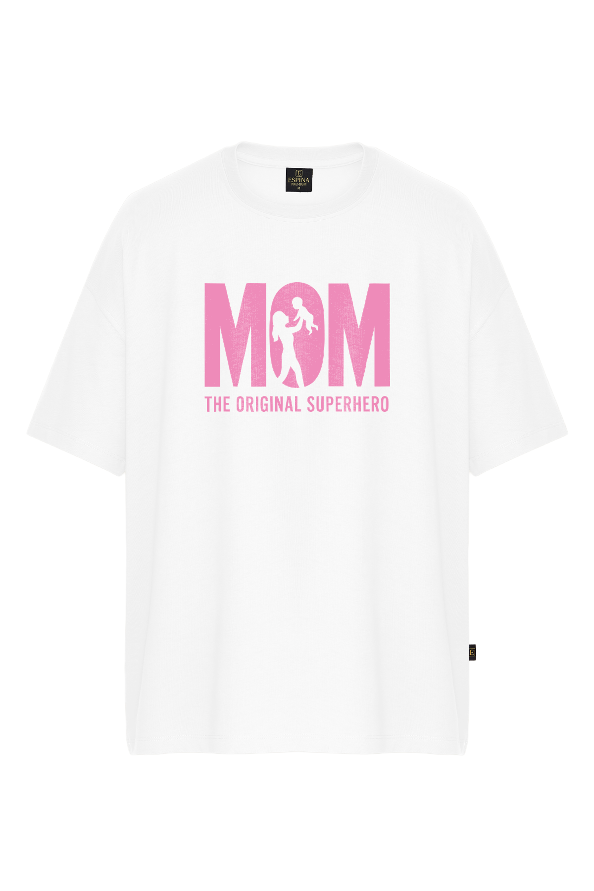 Oversize MOM The Original Superhero Baskılı Tişört