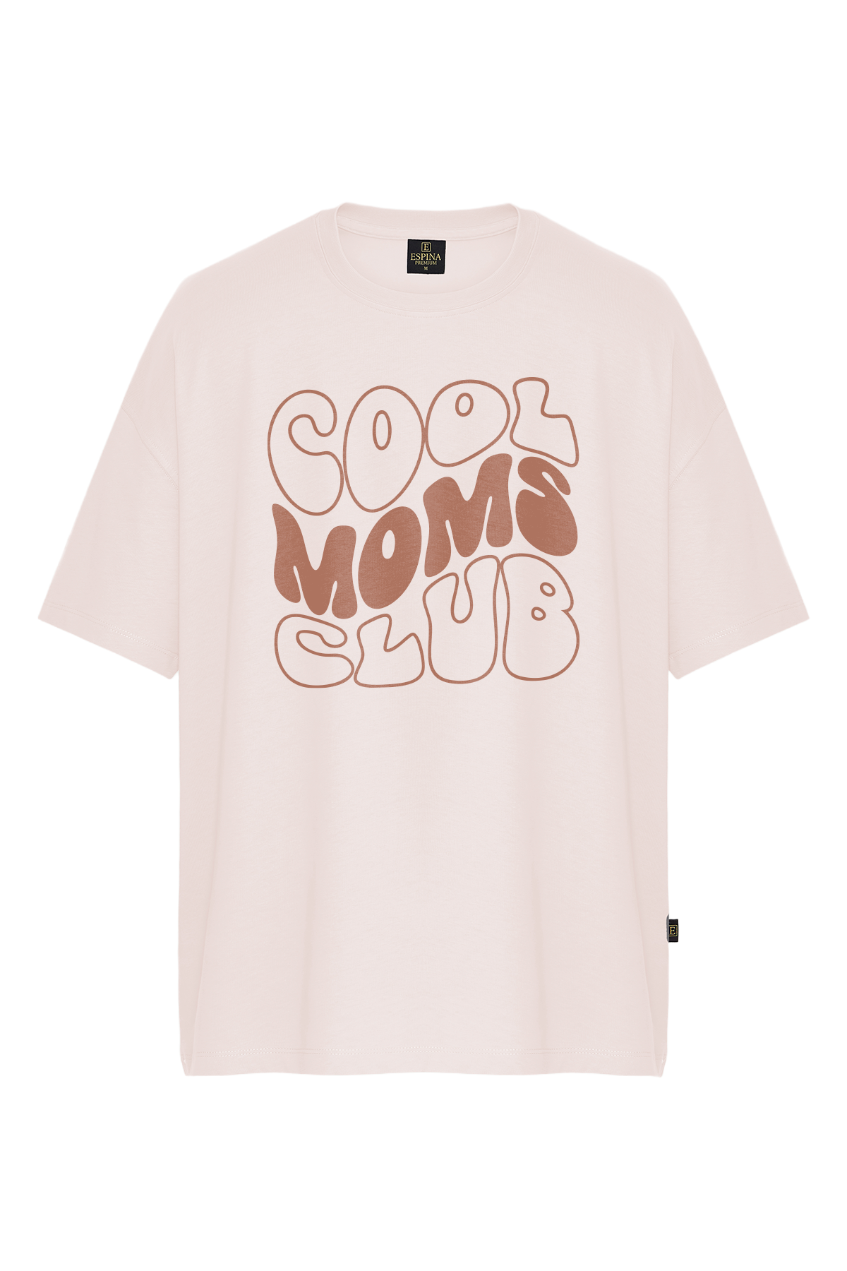 Oversize Cool Moms Club Baskılı Tişört