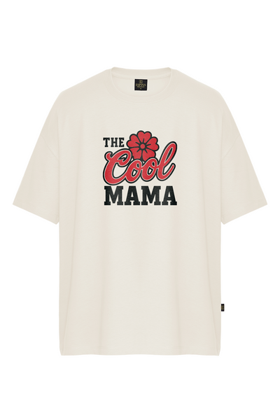 Oversize The Cool Mama Baskılı Kısa Kollu Tişört