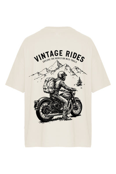 Oversize Vintage Rides Baskılı Kısa Kollu Tişört